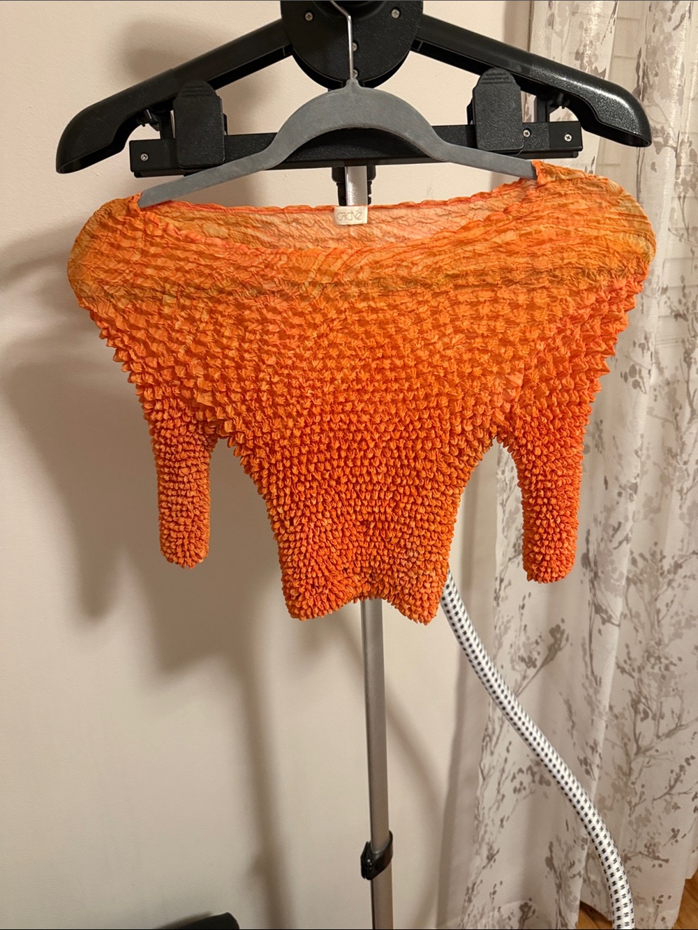 Cache Orange Textured Smocked Top